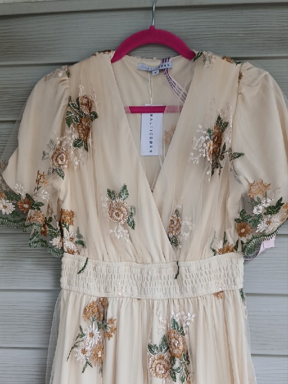 Baltic Born Cream Floral Embroidered Tiered Midi Dress - Picture 7 of 12